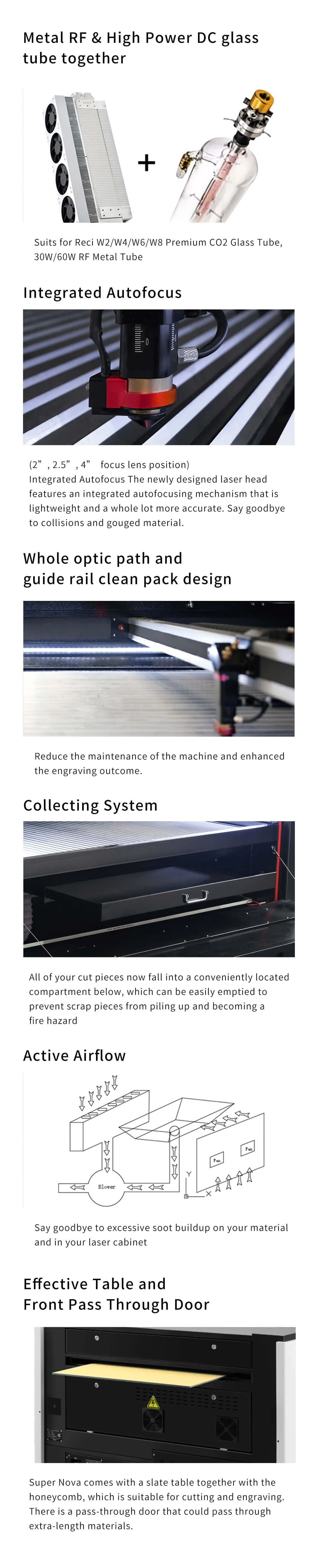 Nova14 Super 100W/130W CNC Laser with Autofocus, Air Assist, 2 Way Pass, Rdworks, Lightburn Software for Windows Mac OS Linux